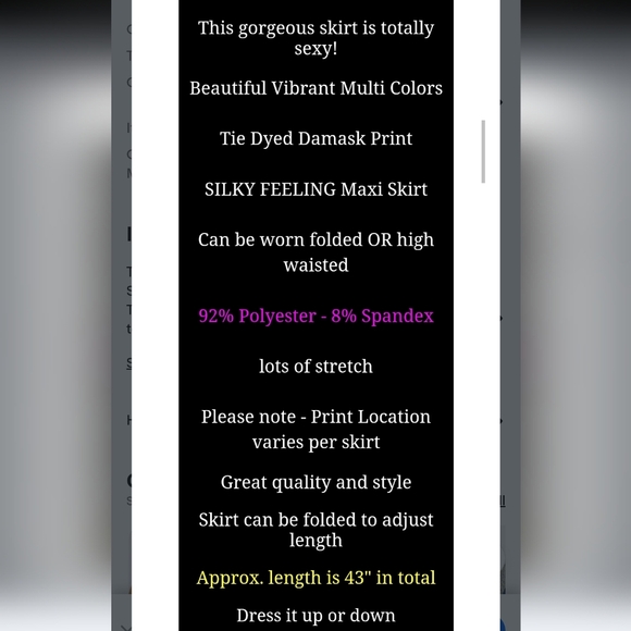 Black Stencil Ombre Stripe Boho Stretch Maxi Skirt - Picture 8 of 8